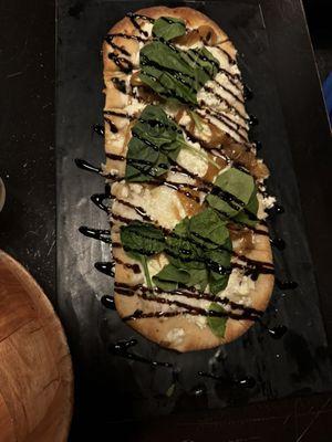 Goat cheese flatbread pizza