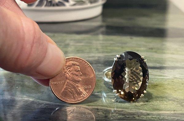 Custom smokey topaz cocktail ring.