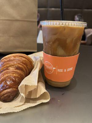 Croissant and iced latte