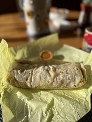 A beautiful start to my day! Sausage breakfast burrito!!!