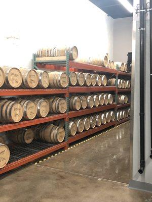 Whiskey aging in casks