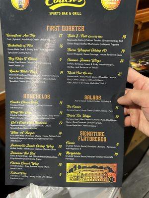 Menu, front