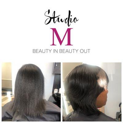 Haircut and Natural hair silk press