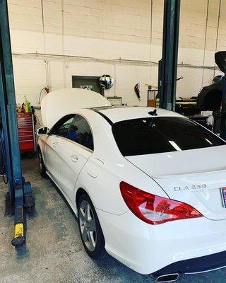 Mercedes Benz CLA being serviced