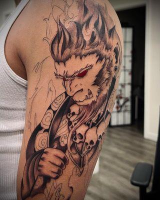 Monkey king half sleeve (in progress) by Kyle