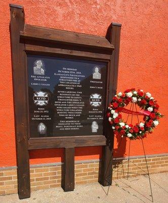 KCFD Memorial on side of building.