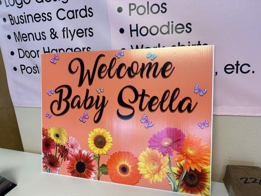 Welcome Baby sign