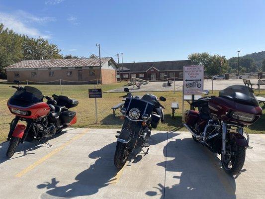 Motorcycle parking out front!