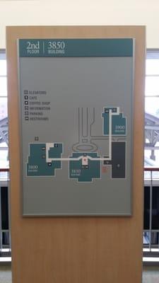 Map on the 2nd floor, detailing the buildings that make up the clinic campus.