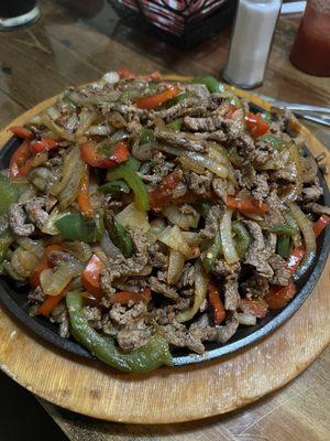 Beef fajitas for two