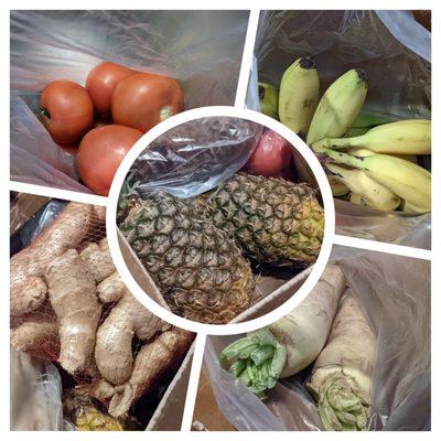 A lot of fruits and veggies that I got for a total of $22, very good deal!