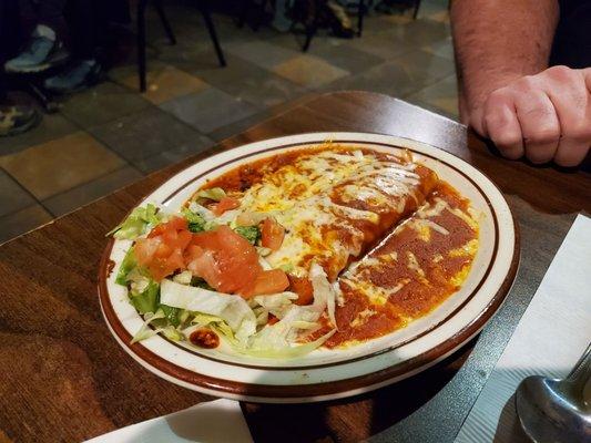 2 Cheese enchiladas (charged an extra $4.99 for a 3rd)