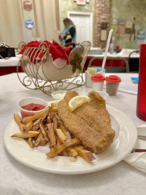 Fish plate with fries.