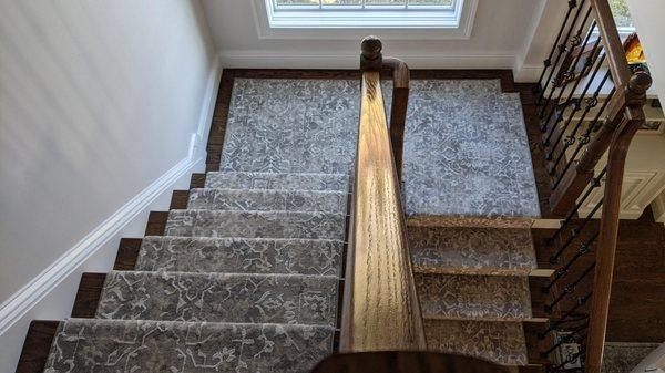 Custom stair runner and landing gorgeous Couristan carpet