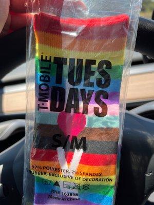 Got my FREE T-Mobile Tuesday Pride Love Socks.