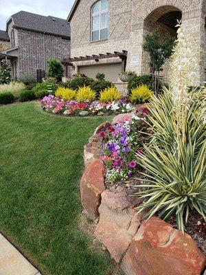 stonework flower beds