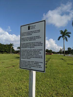 Rules of Fort Myers Memorial Gardens