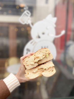 Onion Bagel with Bacon Chipotle Cream Cheese