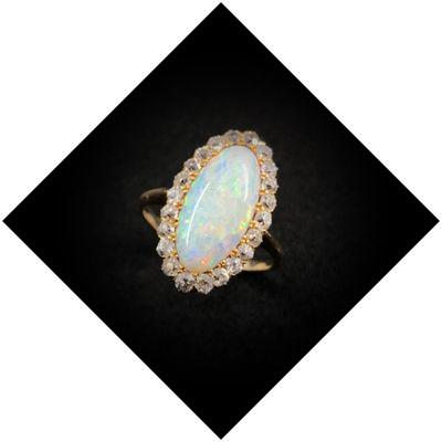 Opal and Diamond Estate Ring