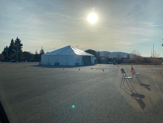 Vaccination tent in MVROP parking lot