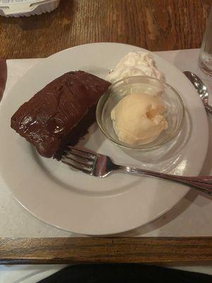 Chocolate cake and ice cream, with a surprise