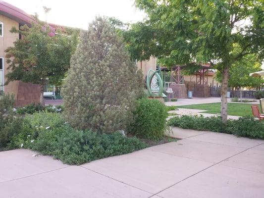 Lovely plantings and out door seating