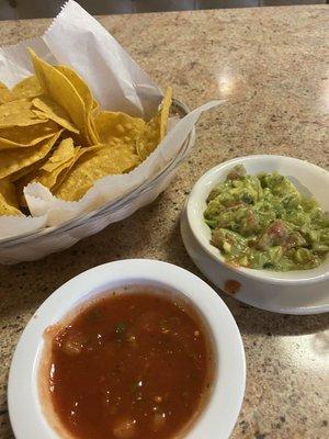 Guacamole, chips & salsa.