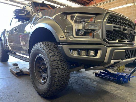 Ford Raptor getting an oil change