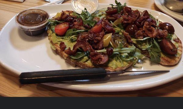 Avocado toast with bacon