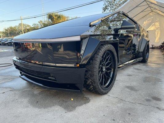 Custom Cybertruck widebody kit and PPF installation at The Shop in Bradenton