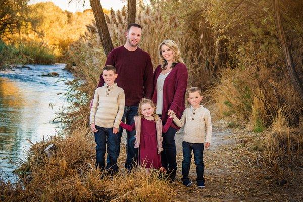 Family Portrait near river in Bluffdale, Utah