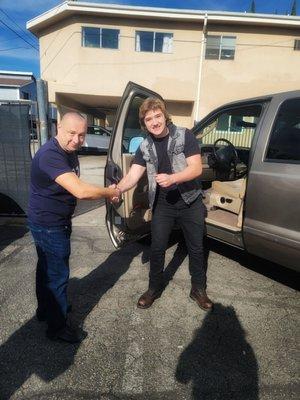 Stanley giving Zach the keys to his truck!