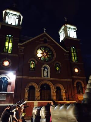 Our Lady Of Mount Carmel at night