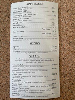 New Menu as of 2/19/24