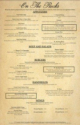 Dinner Menu Page 1