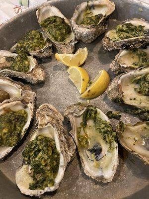 Rockefeller oysters.. no cheese, to much spinach and you could not taste the oyster