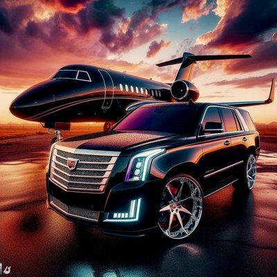 A black Cadillac Escalade ESV Luxury. FBO. Black G7.