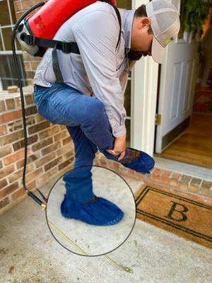 Our Technicians wear booties over their shoes to keep your home clean