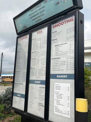 Kind of better photo of menu