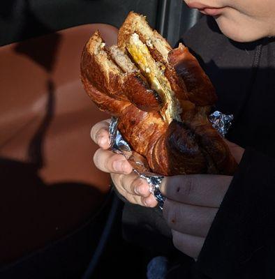 sausage and egg on croissant