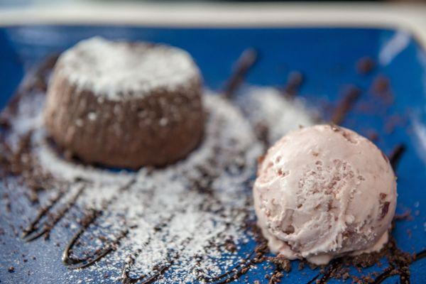 Sokolatina (warm chocolate cake with sour cherry ice cream and chocolate sauce) $12.75