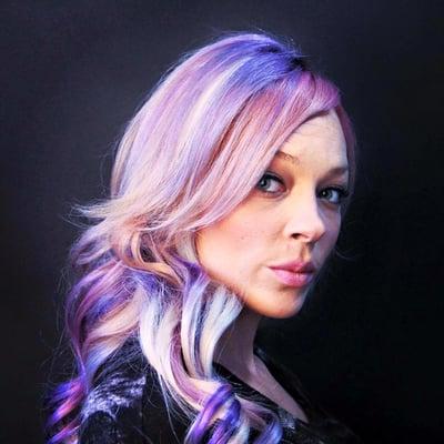 Multi shades of purple hair color using AVEDA colors