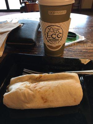 Bacon burrito and an AH-MAZING "Milky Way" coffee.