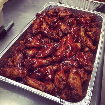 Try of wings for a super bowl party