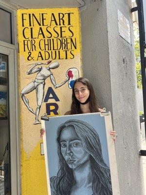 AIAVAP teen student's amazing self portrait for her portfolio auditions!