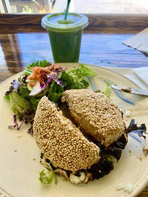 Portobello Burger with Keep It Green Juice