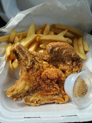 Fried pork chops with fries - pretty delicious!