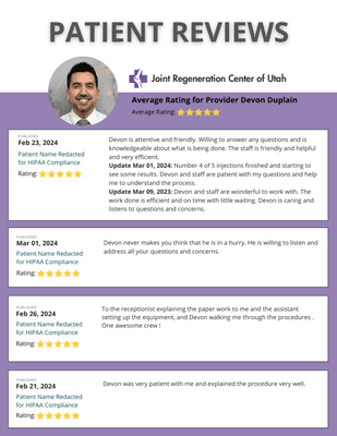 Patient Reviews of Provider Devon Duplain, PA-C