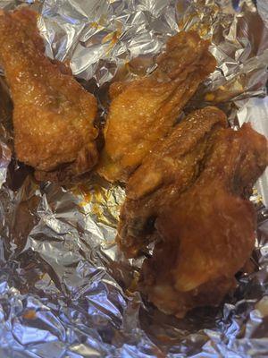 "Buffalo" wings. Cold and flavorless.