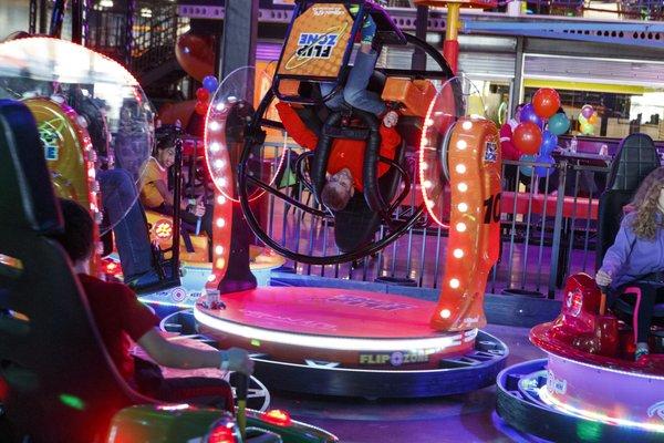 Drive, bump, flip, spin, repeat! Our Spin + Flip Zone takes a whole new spin on traditional bumper cars. Literally!